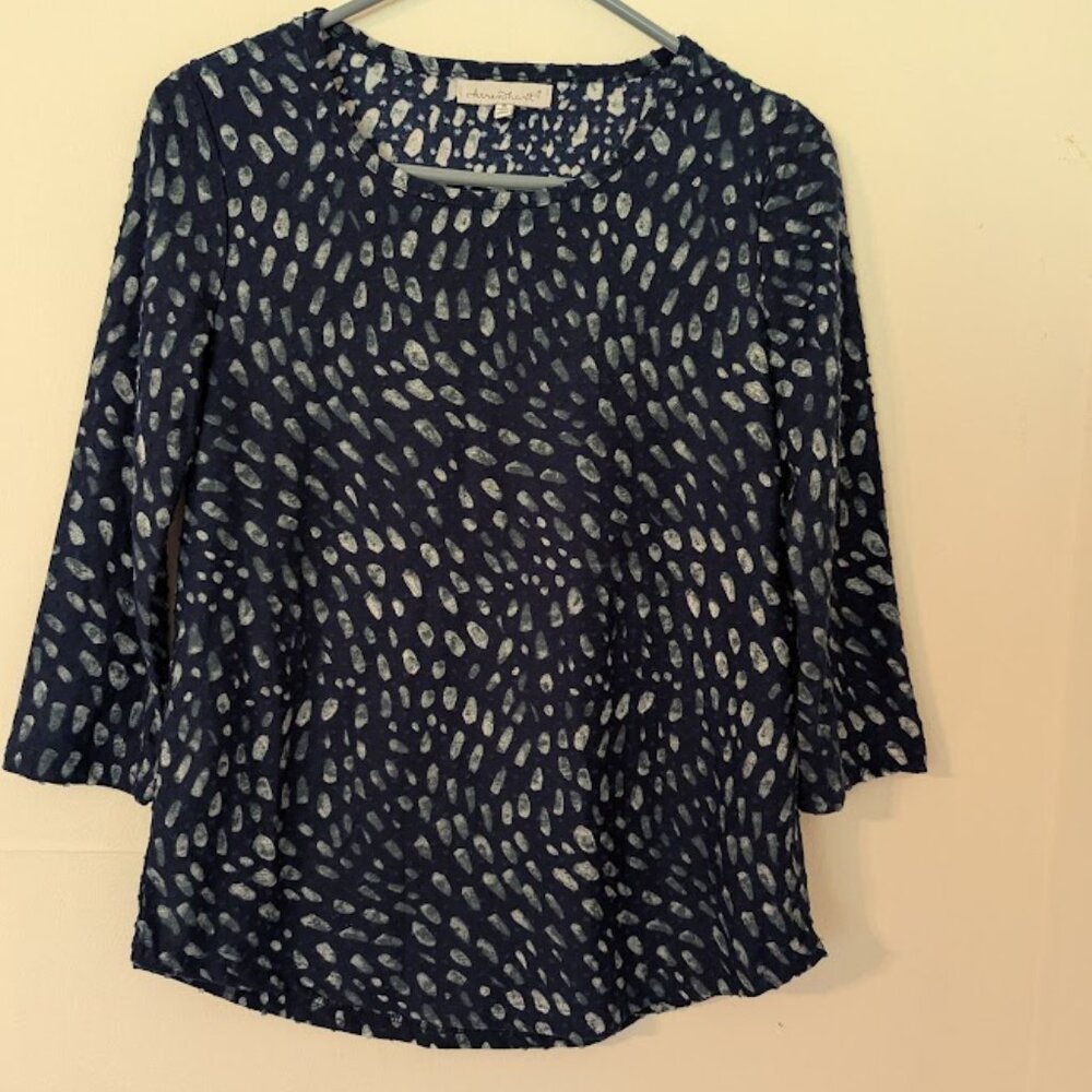 Blue Keren Hart 3/4 Length Sleeve Top Size S